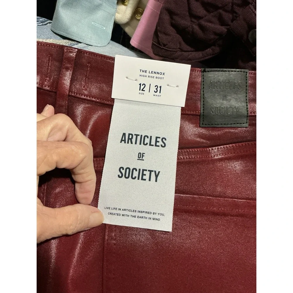 Articles Of Society Lennox High Rise Boot Cut Jeans/pants 12/31 Stretch Burgundy